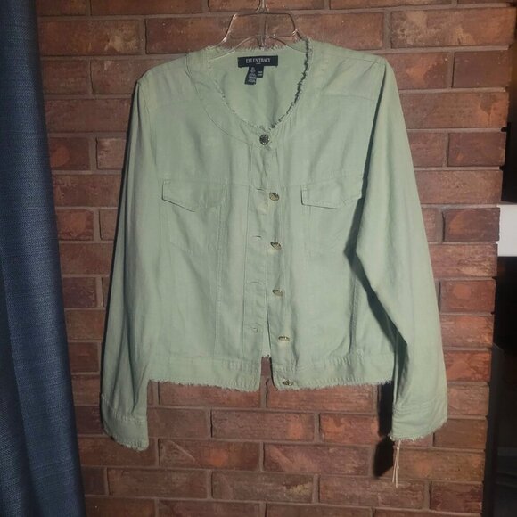 NWT!! Ellen Tracy Linen Blend Women's Pale Sage Lightweight - Picture 7 of 14